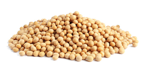 Heap of soya beans isolated on white