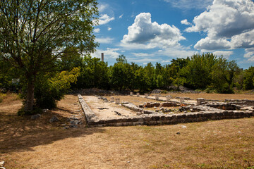 Fototapeta na wymiar View of the ancient Roman forum in Omišalj, Croatia