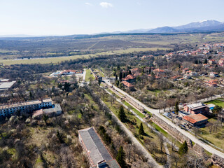 Fototapeta premium Aerial view of town of Hisarya, Bulgaria