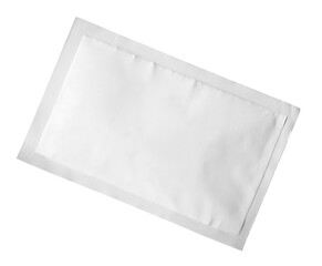 One blank medicine sachet isolated on white