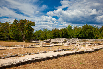 Fototapeta na wymiar View of the ancient Roman forum in Omišalj, Croatia