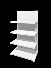 白色の陳列什器の3dレンダリング