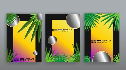 Naklejka premium Yellow creative futuristic abstract vector background, dynamic modern yellow page temples set,