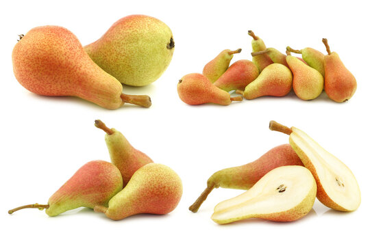Fresh "Carmen" pears on a white background