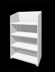 白色の陳列什器の3dレンダリング