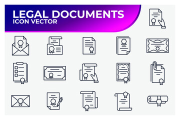 Set of Legal Documents icon. Legal Documents pack symbol template for graphic and web design collection logo vector illustration
