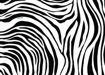 Fototapeta na wymiar Tiger print, animal skin, zebra stripes, abstract pattern, line background, fabric. Vintage, retro 80s, 90s. Amazing hand drawn vector illustration. Poster, banner. Black and white artwork, monochrome