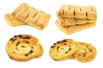 cinnamon apple  rolls and traditional dutch sugared cookies on a white background