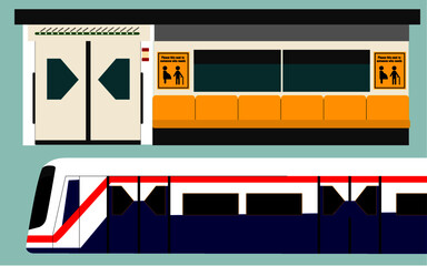 vector inside BTS sky train mass transportation illustration	