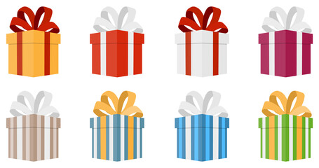 Gift box. Set of boxes with gifts isolated on a white background. Vector, cartoon illustration. Vector.