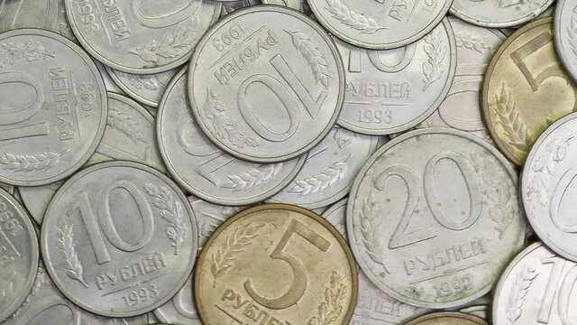 Pile of old  bimetallic coin, money, financial coins and economy. antiques