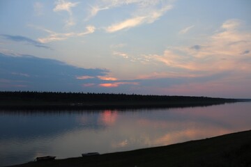 sunset over the river