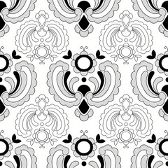 A creative composition consisting of graphic elements. Abstraction. Resource for printing on paper or fabric, seamless background.