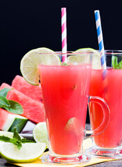 natural juices from red watermelon pulp, delicious and sweet