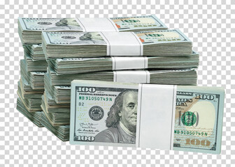 New design dollar bundles on isolated background. Including clipping path	