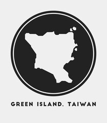 Green Island, Taiwan icon. Round logo with island map and title. Stylish Green Island, Taiwan badge with map. Vector illustration.