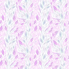 Solid pattern of watercolor leaves in pink and light green color