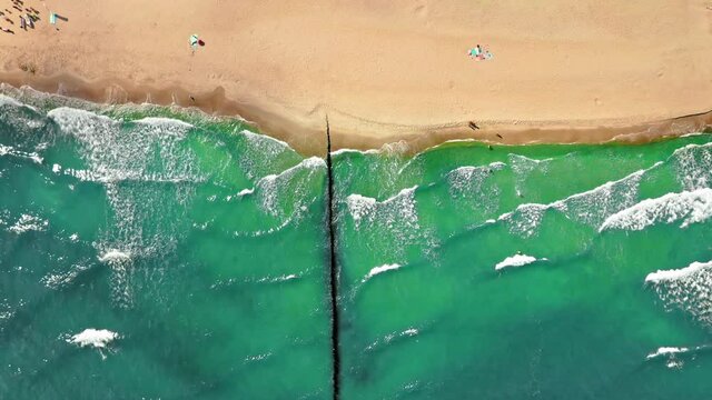 Tourism at Baltic Sea. Aerial view of beach in summer