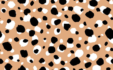 Abstract modern leopard seamless pattern. Animals trendy background. Beige and black decorative vector stock illustration for print, card, postcard, fabric, textile. Modern ornament of stylized skin