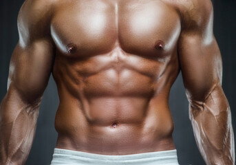 Fototapeta na wymiar fit man training abs muscles at gym