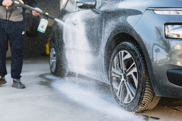 close up of car washing outdoor