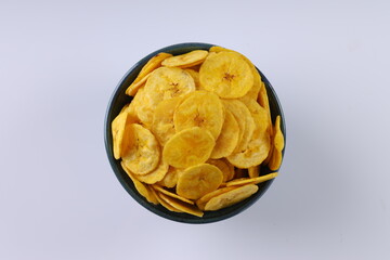 Dried banana chips or banana waffers