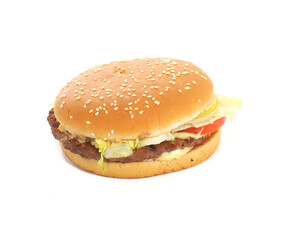 Big hamburger on white background. realy hamburger.