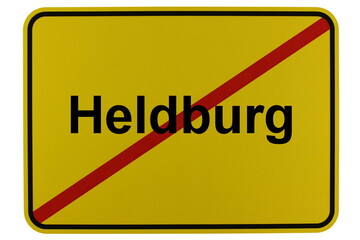 Illustration eines Stadtausgangsschildes der Stadt Heldburg