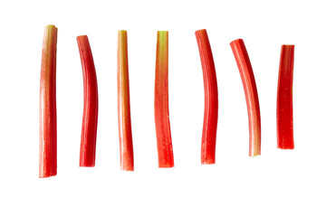 rhubarb stalks isolated on white backround