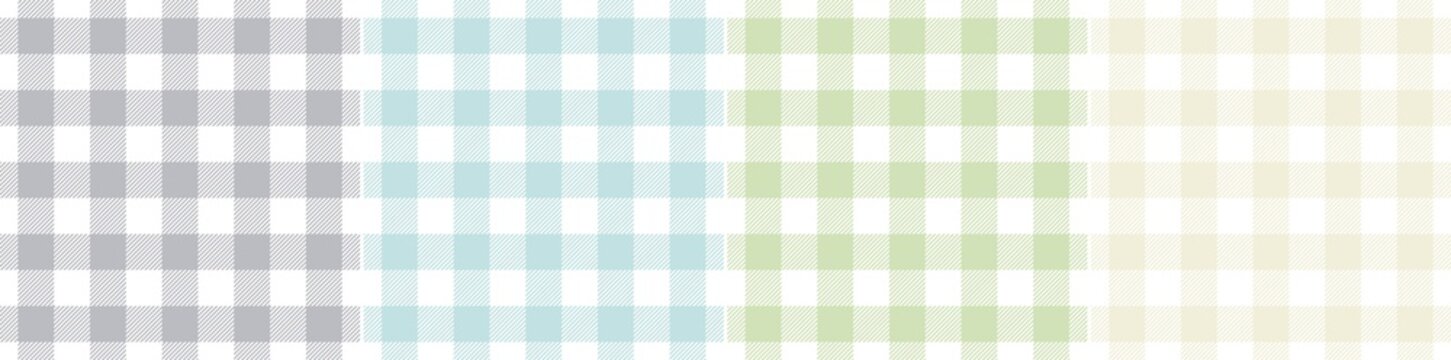 Vichy Check Pattern Set In Nature Colors Grey, Green, Blue, White. Gingham Seamless Spring Summer Vector For Tablecloth, Oilcloth, Picnic Blanket, Other Modern Fashion Or Home Textile Design.