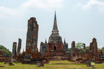 Travel Thailand. Ancient temple. Phra Sri Sanpetch temple in The Ayutthaya historical park. Phra Nakhon Sri Ayutthaya in Thailand.