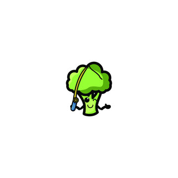 Cute Brocoli Mascot Vector Illustration Design. Epas 10. Recomended For Children Book.