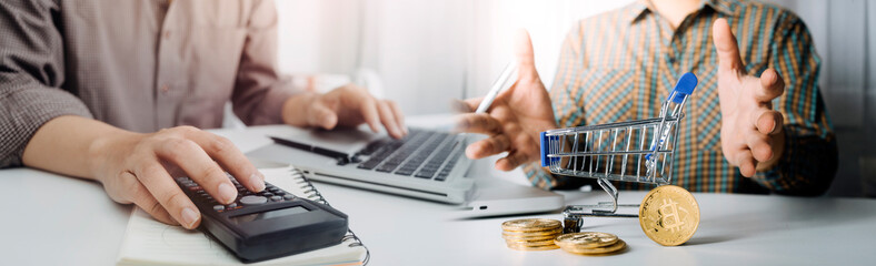 Searching Browsing Internet Data Information with blank search bar.businessman working with smart...