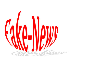 Fake-News, roter Text vor wei&szlig;em Hintergrund, Illustration