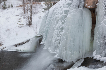waterfall in winter with ice