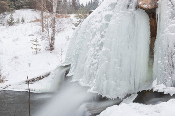 waterfall in winter with ice