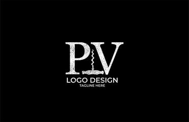 PV Letter for Wine Logo Design Concept