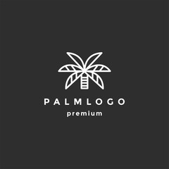 Palm Line Logo Template on black background