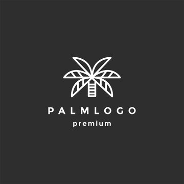 Palm Line Logo Template on black background