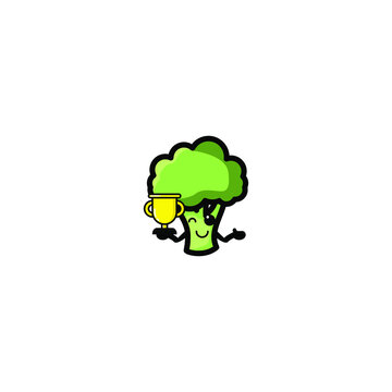Cute Brocoli Mascot Vector Illustration Design. Epas 10. Recomended For Children Book.