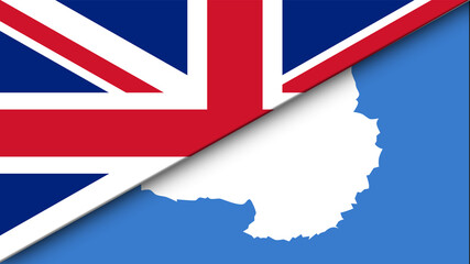 Fototapeta na wymiar Antarctica Flag and United Kingdom Flat Flag - Double Flag 