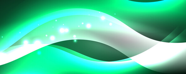 Shiny glowing neon wave, light lines abstract background. Magic energy and motion concept. Vector wallpaper template