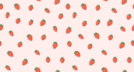 Strawberry seamless pattern. Drawn berries background