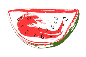 drawn cute slice of watermelon illustration vector