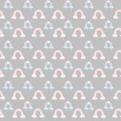 seamless pattern with rainbows. digital illustration. decor for decoration. Wallpaper for the children's room. cute design. Clip art for scrapbooking. texture - 424723790