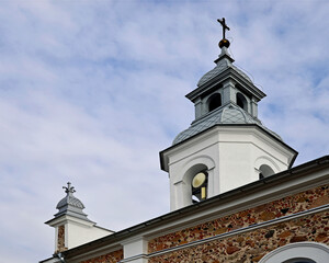 place of religious worship built in the mid-19th century catholic church dedicated to the birth of the blessed virgin mary in kundzin in the podlasie region of poland in the pictures general view and 