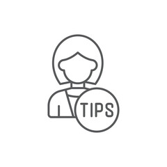 Business person with text TIPS flat icon isolated background