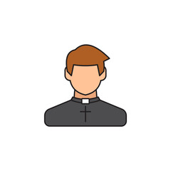 Catholic Priest Vector Icon. Pastor wearing priestly robes.