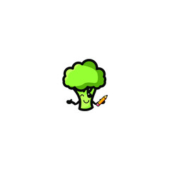 Cute Brocoli Mascot Vector Illustration Design. Epas 10. Recomended For Children Book.