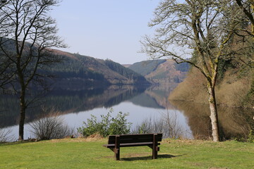 A view across the beautiful Lake Vyrnwy in Powys, Wales, UK.